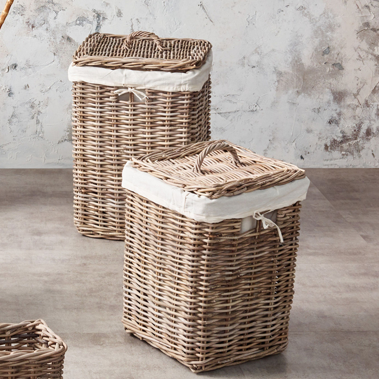 Kubu Rattan Laundry Basket – Double | Laundry & Storage | The White Company