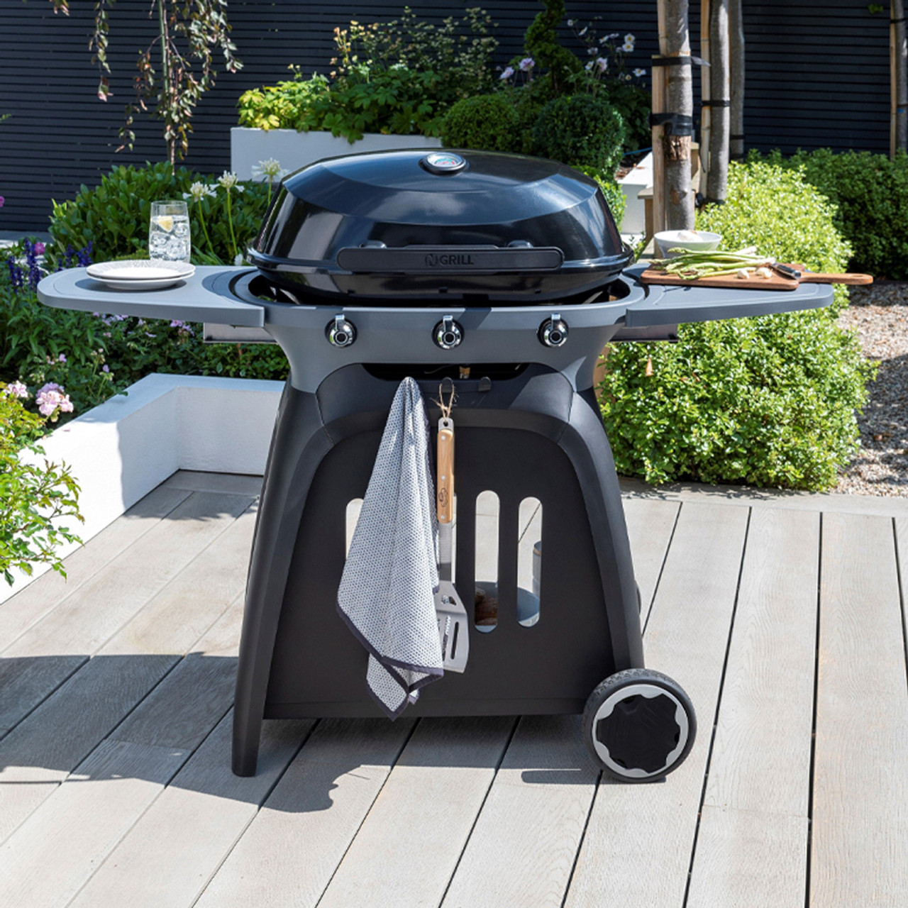 Liquid Propane Gas Grill, Stainless Steel BBQ Grill High Performance 3  Burners with Side Burner, 48,000 BTU Cart Style Perfect Patio Garden Picnic