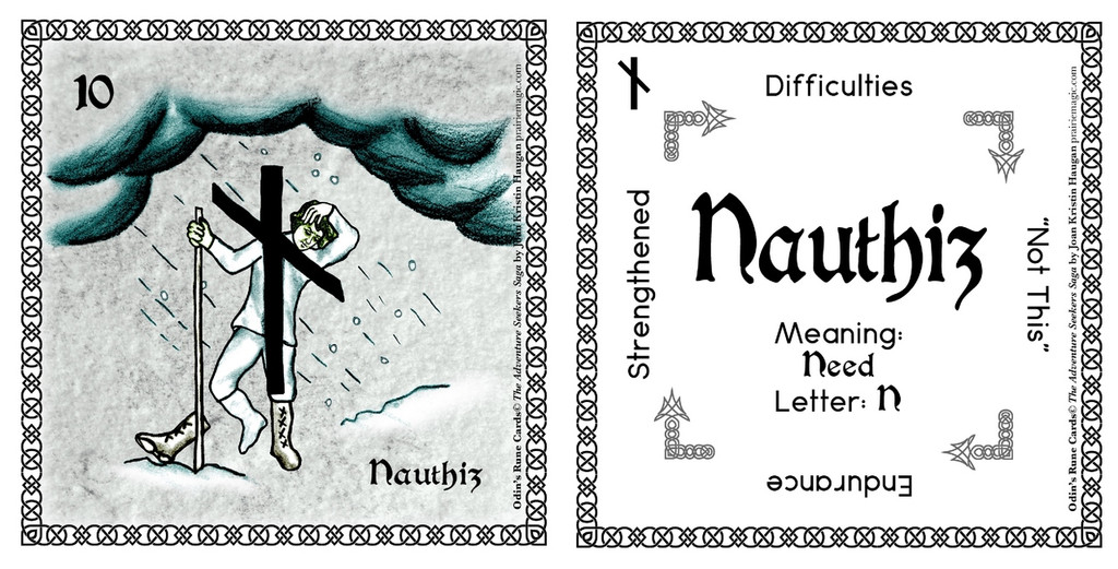 Nauthiz Rune Card front and back Odin's Runes™