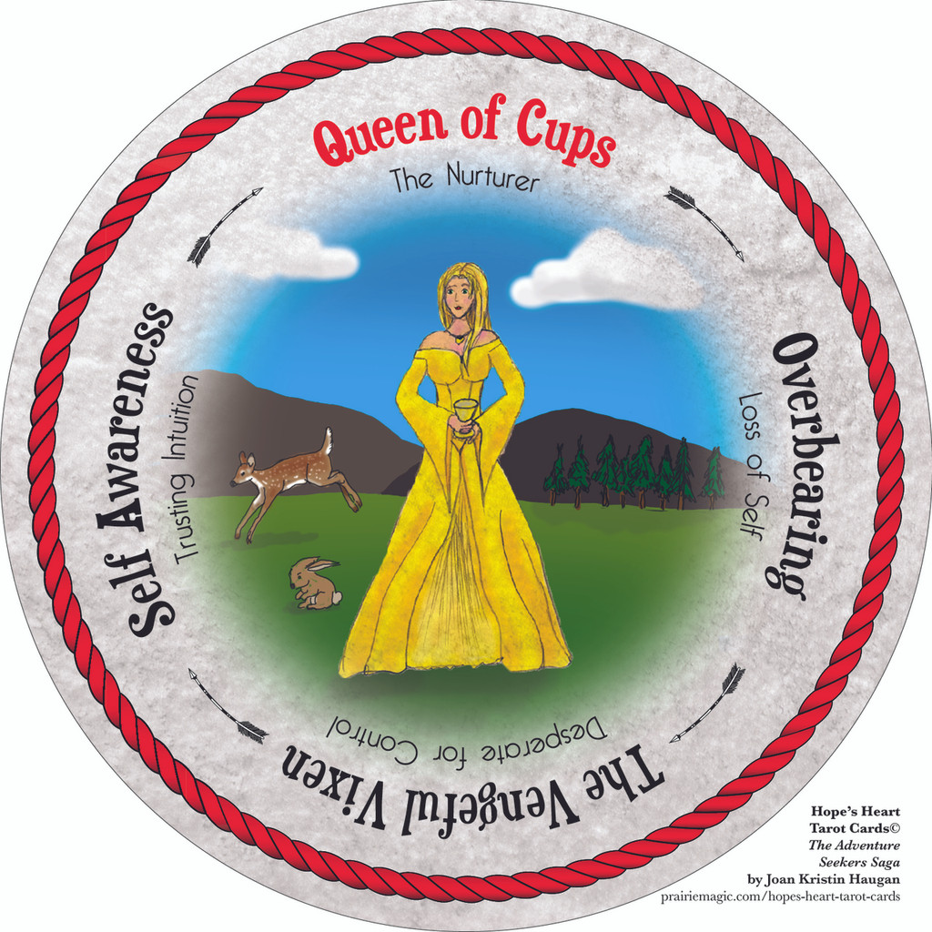 Queen of Cups  - the round Hope's Heart Tarot™ deck
