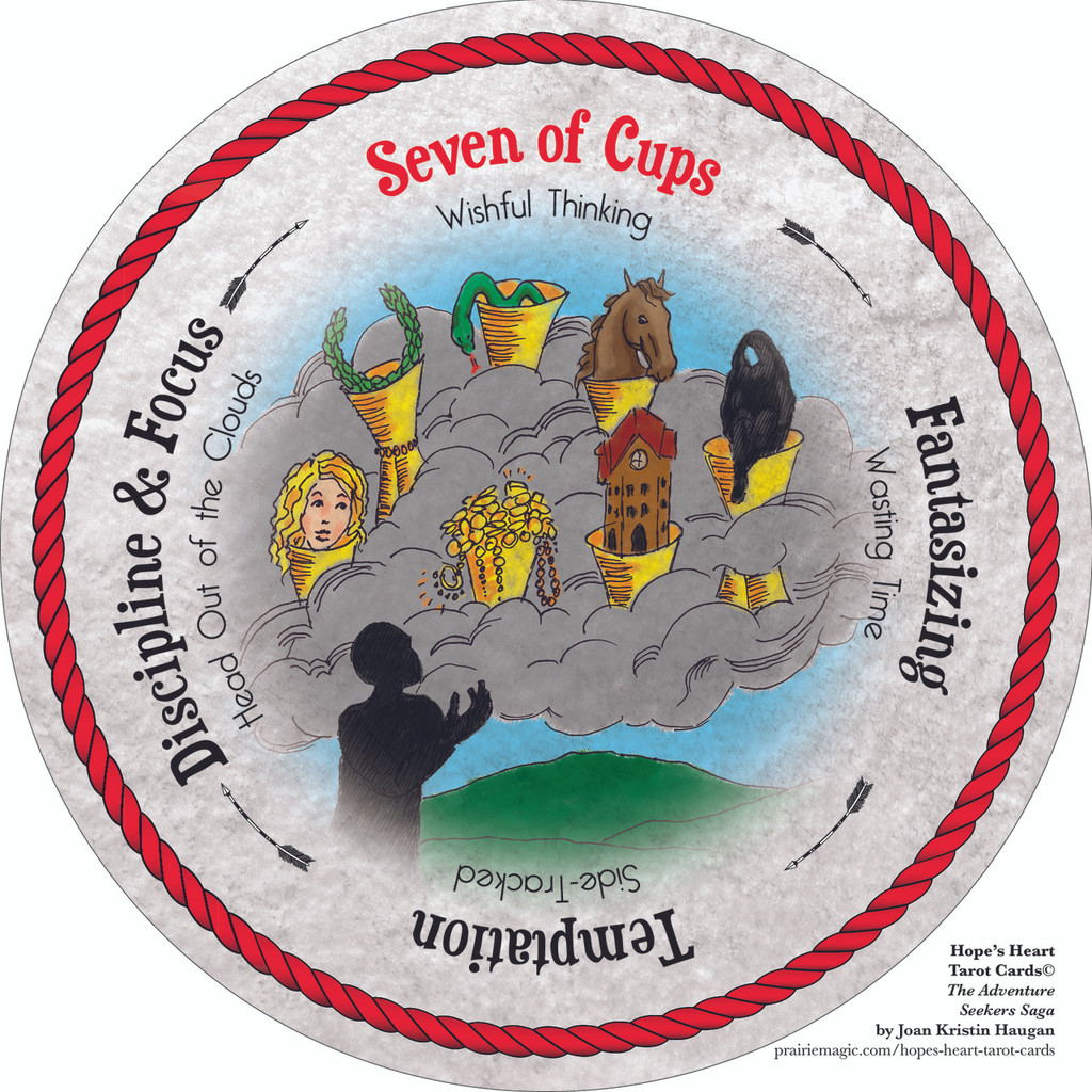 Seven of Cups  - the round Hope's Heart Tarot™ deck