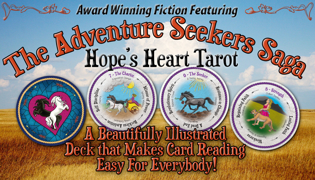 Hope’s Heart Tarot Cards: Reap the benefits of tarot wisdom with this easy-to-read deck! Meaningful figures reveal card messages while wording at 90-degree intervals denotes interpretations. 