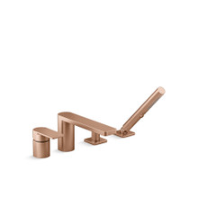 ก๊อกอ่างอาบนํ้าสีทอง พร้อมฝักบัวสายอ่อน แบบน้ำร้อน-น้ำเย็น รุ่นพาราเลล K-23490T-4-BRD