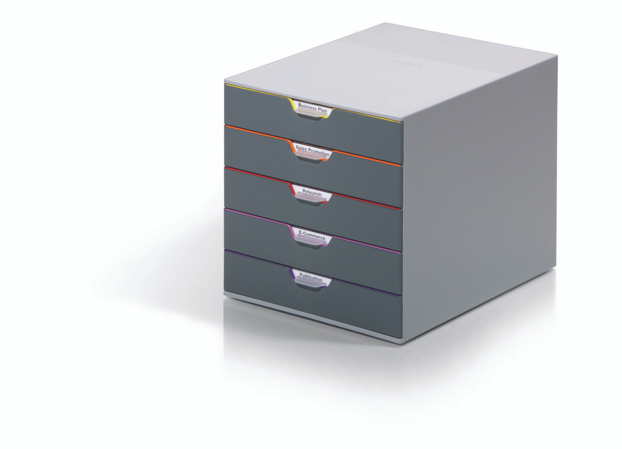 Varicolor 5 Drawer Desktop Storage Box Gray Multicolor Durable