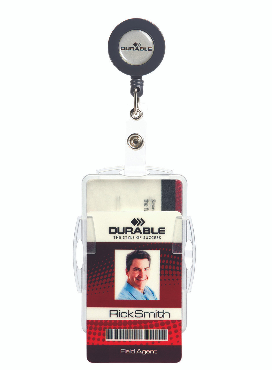 Dual Open-Style ID Card Holder with Badge Reel - 10 box