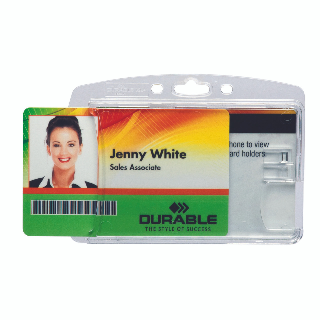 DURABLE® Shell Style Dual ID-Card Holder - 2-1/10 x 3-1/4 - Enclosed -  Plastic - Transparent - 10 / Box - Bluebird Office Supplies