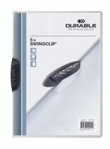 SWINGCLIP Report Cover, 30 Sheet Capacity, Black Clip - 5 pack