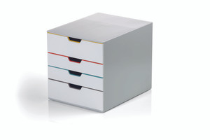VARICOLOR MIX 4 Drawer Desktop Storage Box, White/Multicolor VARICOLOR MIX 4 Drawer Desktop Storage Box, White/Multicolor