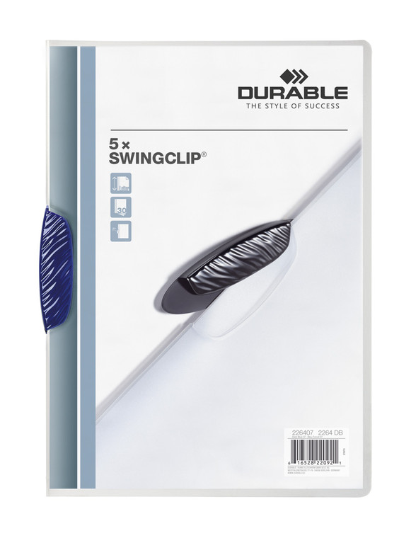 SWINGCLIP Report Cover, 30 Sheet Capacity, Dark Blue Clip - 5 pack