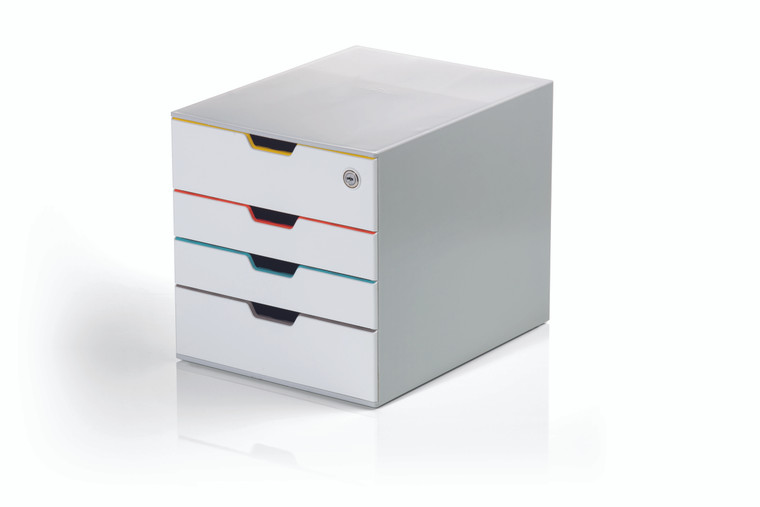 VARICOLOR MIX 4 SAFE Drawer Desktop Storage Box, White/Multicolor