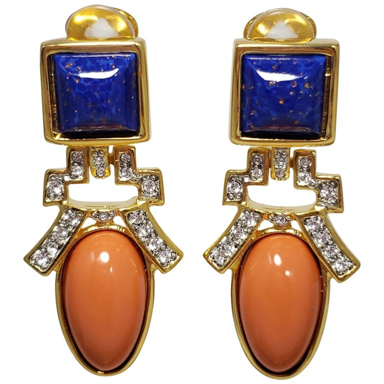 Kenneth Jay Lane Jade Colored Carved Earrings | HAUTEheadquarters