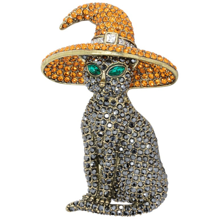 Heidi Daus Halloween Hocus Pocus Crystal Accented Witch Hat Cat