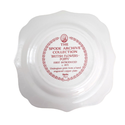 SPODE Garden Collection Cranberry and White Poppy Buffet,Dessert Scalloped Plate