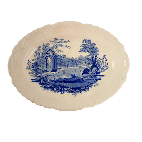11" TAYLOR, SMITH & T TS&T English Abbey Blue Fairway Oval Serving Platter