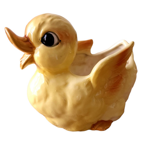 Vintage Collectible Ceramic Yellow Duck Planter