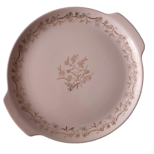 12" FRENCH SAXON Golden Dawn 22K Gold Handled Cake Plate