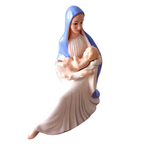 9" Kneeling Madonna and Child Ceramic Figurine