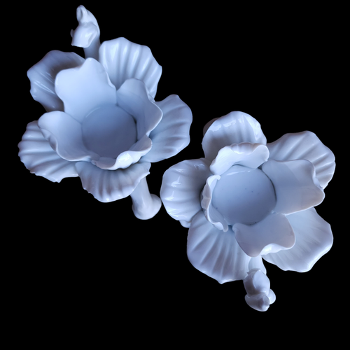 Staffordshire Fine Bone China Florals Dogwood Votive Candleholder Set of Two