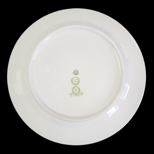 8"Jean Pouyat Limoges Rose Swags Yellow Pink Scrolls France Luncheon Plate