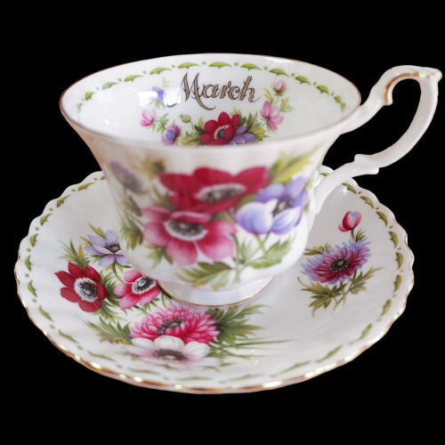 Royal Albert Flower of The Month March Footed Cup & Saucer Set