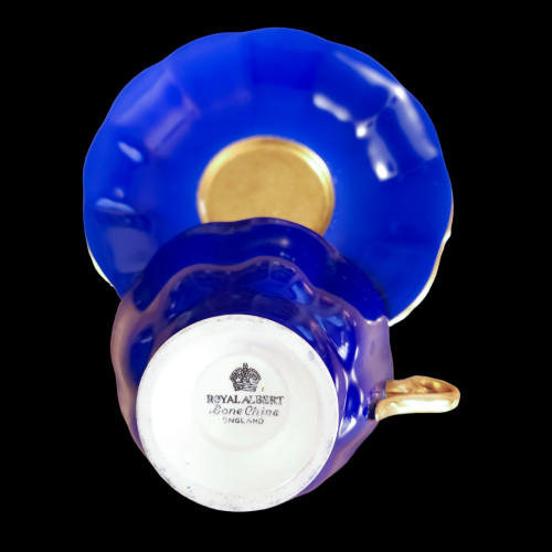 Royal Albert Cobalt Blue with Gold Center Teacup & Saucer Set