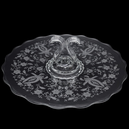 12" Viking Glass Prelude Crystal Center Handle Tray