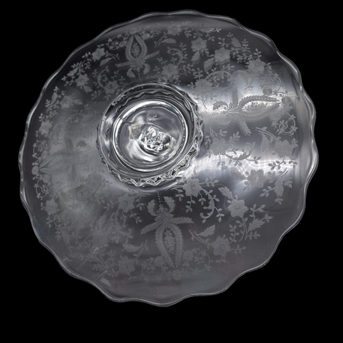 12" Viking Glass Prelude Crystal Center Handle Tray