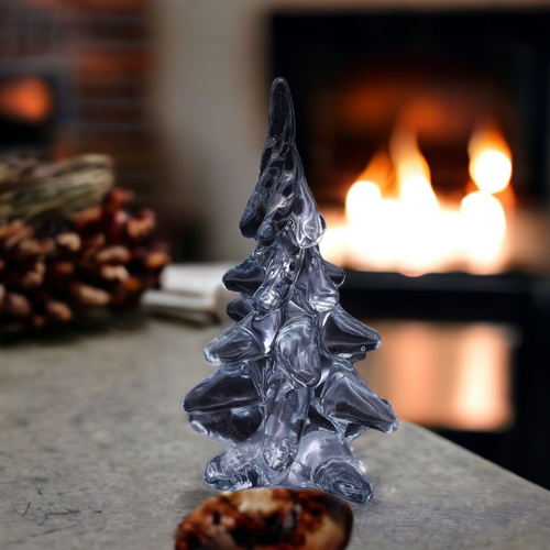 8" Vintage Art Crystal Clear Christmas Tree Figurine