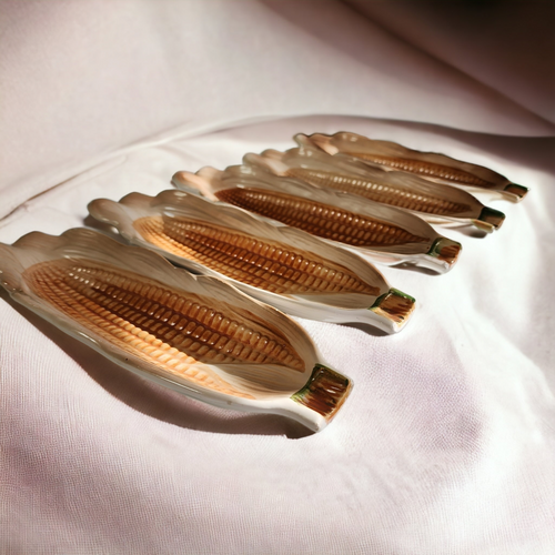 Ceramic Corn on the Cob Holder Dishes Japan Set of 4