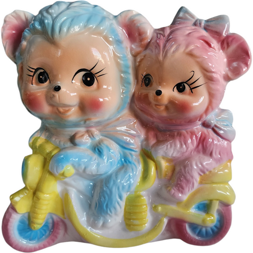 Napco Baby Nursery Planter Bear Pink & Blue Japan