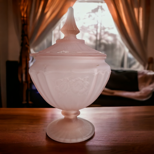 Vintage Anchor Hocking “Princess Pink” Depression Glass Cookie Jar