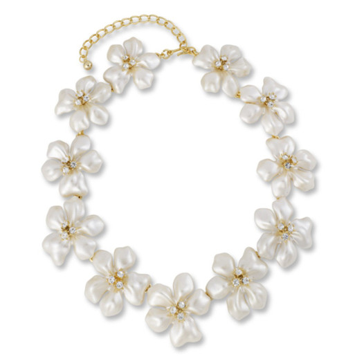 KJL Kenneth Jay Lane White Pearl Flower Necklace