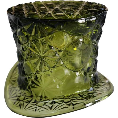 Indiana Glass Green Daisy Button Topper Top Hat