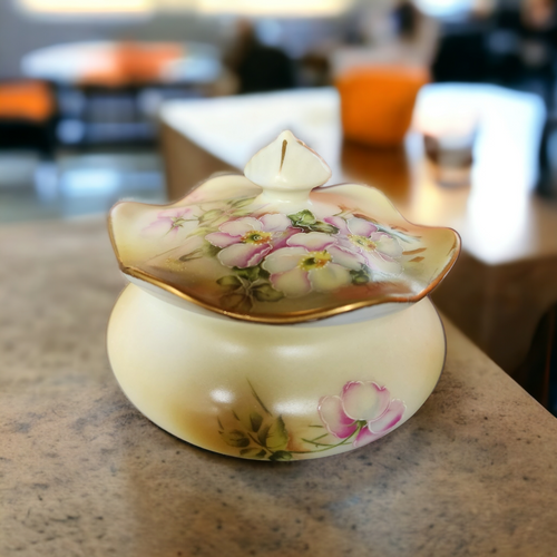 Nippon Hand Painted Porcelain Boudoir Trinket Box