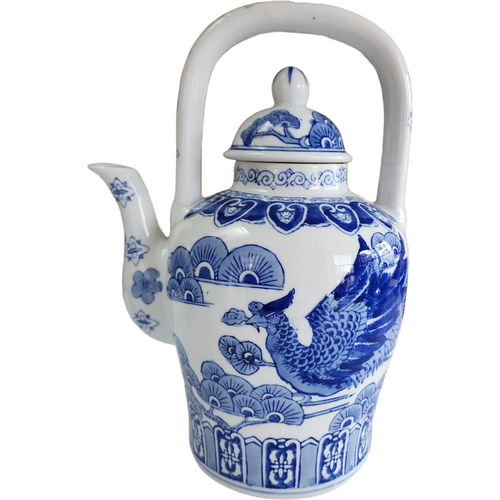 Mann, Seymour Blue White Oriental Scene Coffeepot/Teapot