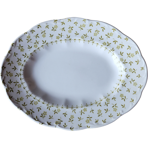 12" Meakin J & G Elysee Forget Me Not Green Oval Serving Platter