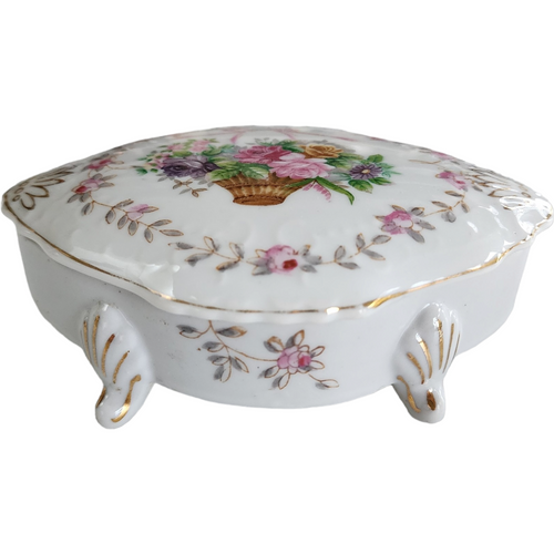 Lipper & Mann Bristol Garden Footed Oval Trinket Dish with Lid