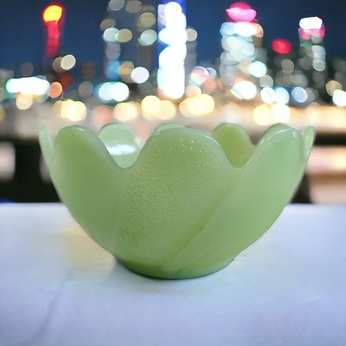Fire King Jadeite Lotus Blossom Leaf Dessert Cup Bowl