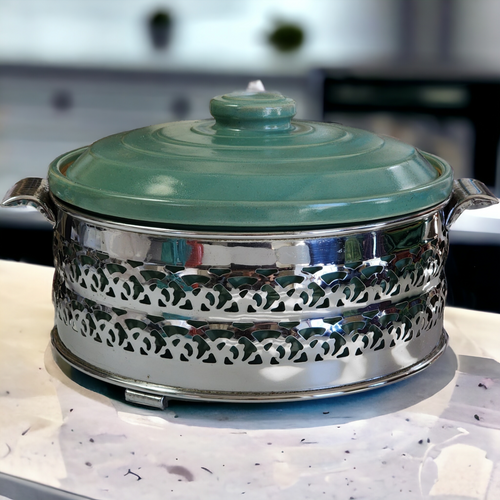  Homer Laughlin Fiesta Kitchen Kraft Round Covered Casserole with Metal Stand