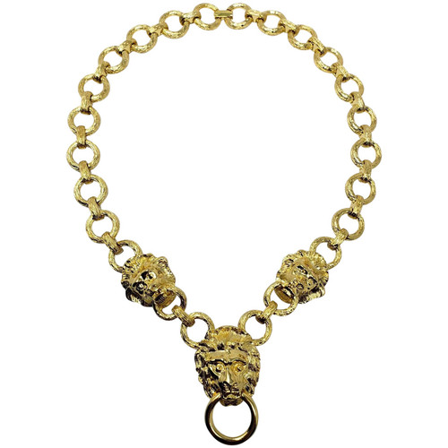 Kenneth Jay Lane Lion's Mark Doorknocker Chain Necklace