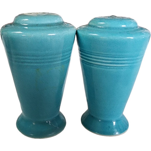  Homer Laughlin Kitchen Kraft Fiesta  Harlequin Turquoise Salt & Pepper Set