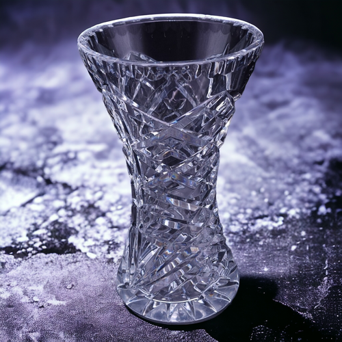 Violetta Hand Cut 24% Lead Crystal Heavy Weight Hand Cut Vase