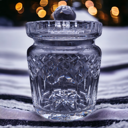 6" Waterford Crystal Lead Crystal Lismore  Biscuit Barrel & Lid