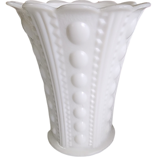 7" McKee EAPG Early American Zipper & Jewel Milkglass Flower Vase