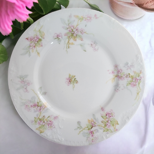7" Haviland Limoges Schleiger Pink & Lavender Flowers France Salad Plate