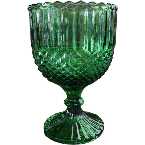 Anchor Hocking Panels Criss-Cross, Wintergreen Chalice Glass Goblet