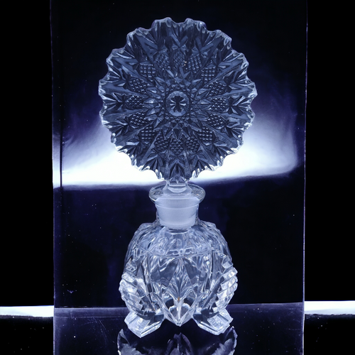 Czechoslovakia Art Deco Cut Crystal Perfume Bottle