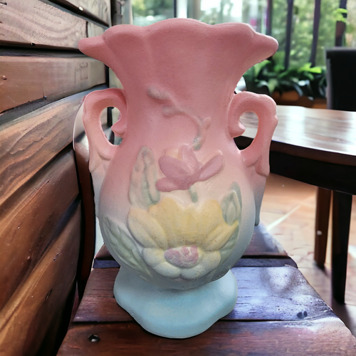 Hull Magnolia Matte Handled Vase