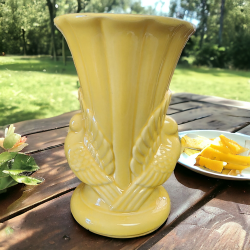 Shawnee Pottery Southern Double Dove Ceramic Yellow Vase 
