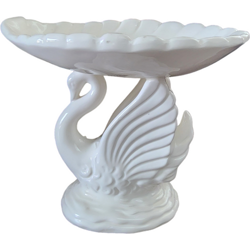 Ardco Porcelain Swan & Shell Pedestal Soap Dish Statues Figurine Japan